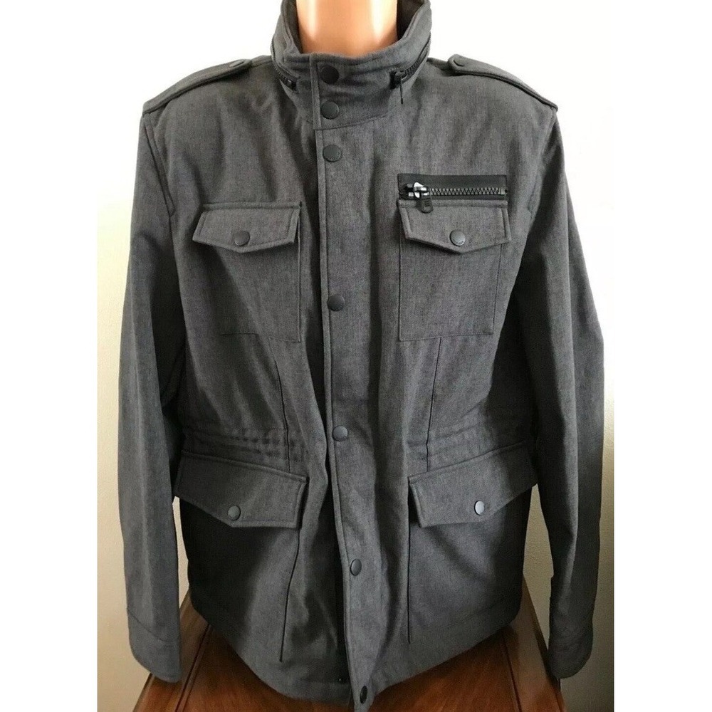 Men's XXL Tommy Hilfiger Soft Shell Water Resistant Military Jacket Coat Gray